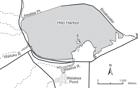 Map of Hilo Bay and Wailoa River restricted areas