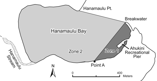 Map of Hanamā'ulu Bay and Ahukini Pier