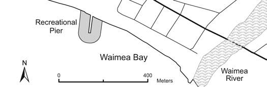 Map of Waimea Bay and Recreational Pier