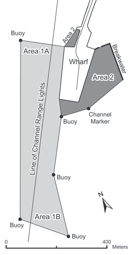 Map of Kaunakakai Harbor areas