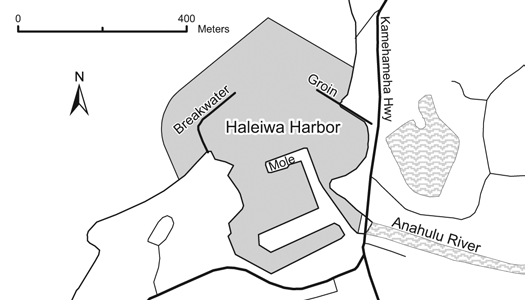 Map of Waialua Bay / Hale'iwa Harbor restricted area