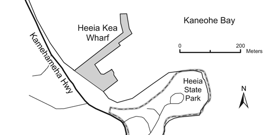 Map of He'eia Kea Wharf area