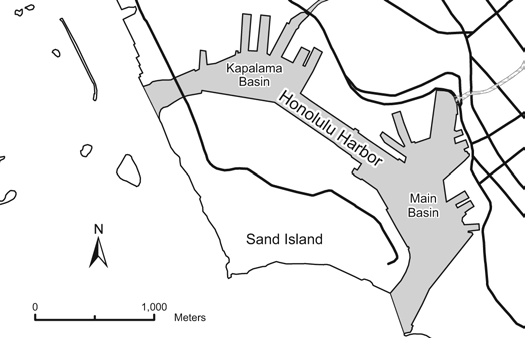 Map of Honolulu Harbor fishing restrictions